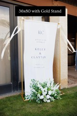 Boho Bridal Fabric Welcome Sign, Custom Linen Wedding Ceremony Sign 1
