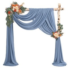 Wedding Arch Draping Fabric,4 Panels 28″ x20ft Dusty Blue Wedding Arch Drapes…