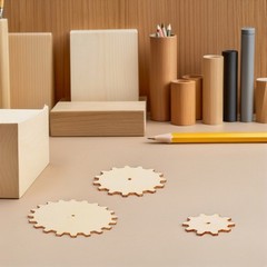 45pcs Wooden Gears Unfinished Cutouts Craft Supplies For Diy Projects Painting