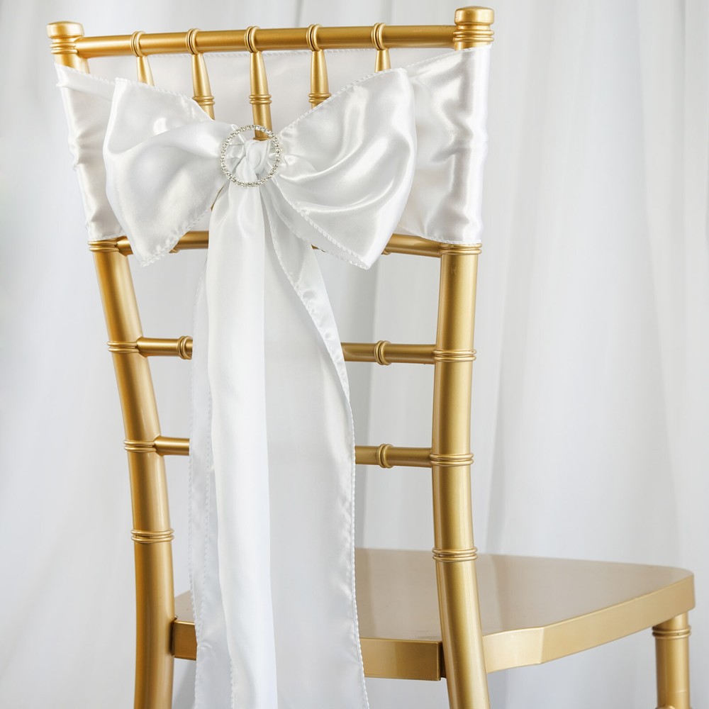 10 White Satin CHAIR SASHES Ties Bows Wedding Ceremony Reception Decorations