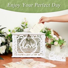 White PVC Storage for Wedding, 12.0 x 9.3 x 8.5 inches, Holds 300+ Cards, Wat…