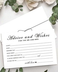 80 Advice & Wishes for the Mr and Mrs, Wedding or shower, approx 4″ X 6″, white
