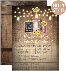 Your Main Event Prints Country Rustic Sunflower Invitations – Rustic Elegant Inv