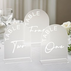 5×7 Inch Frosted Arch Wedding Table Numbers 1-15 with Stands Acrylic Arch Sign w