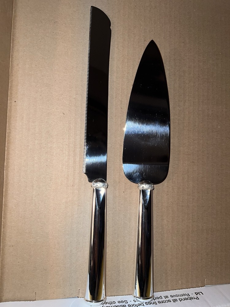 Lenox Devotion 2 Piece Dessert Set Cake Knife & Server Silverplate 825522 Silver
