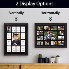 School Year Picture Frame K-12 Collage Photo Graduation Black Solid Wood Fram…