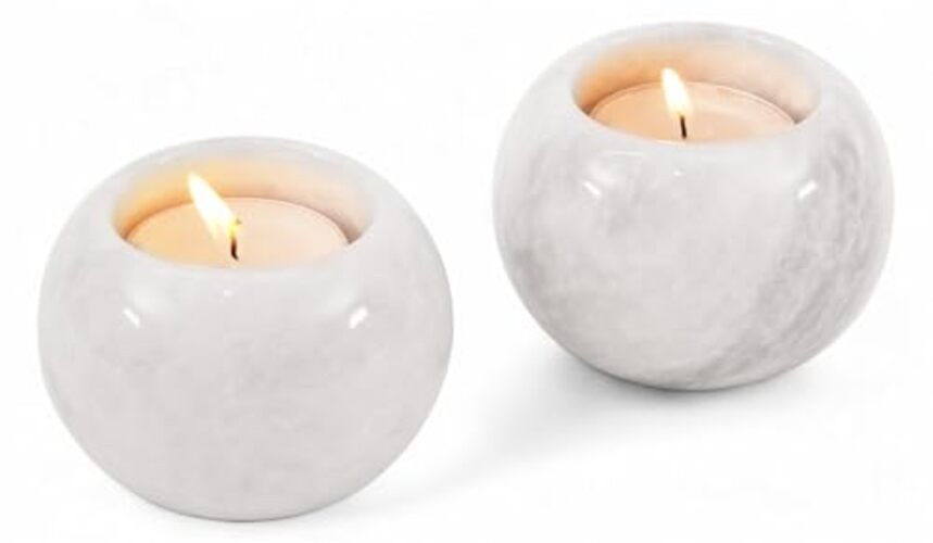 Marble Tealight Candle Holder 3.5 Inch White Gifts, Stone Holders 3.5 inches
