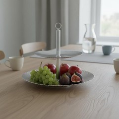 2 Tier Fruit Tray Modern Design Home Storage Space Saving for Dining Table