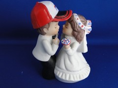 New Buffalo Bills Kissing Bride & Groom Wedding Cake Top figurine with cap