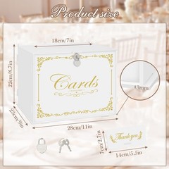 White Wedding Gift Card Box Lock Slot Acrylic Money Cash Holder Reception