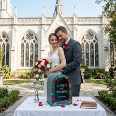Wooden Wedding Card Box for Party, Navy Blue Gift Card Boxes with Acrylic Ena…