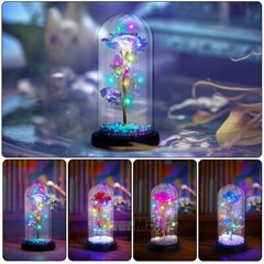 LED Eternal Galaxy Rose in Glass Enchanted Forever Flower Thanksgiving Xmas Gift