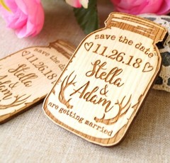 wedding save the date, wooden save the date magnets, mason jar magnets