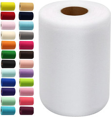 White Tulle Fabric Rolls 6 Inch by 100 Yards (300 Feet) Fabric Spool Tulle Ribbo