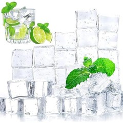 0.8 Inch Fake Ice Cubes, 20 PCS Plastic Clear Ice Cubes for Photography