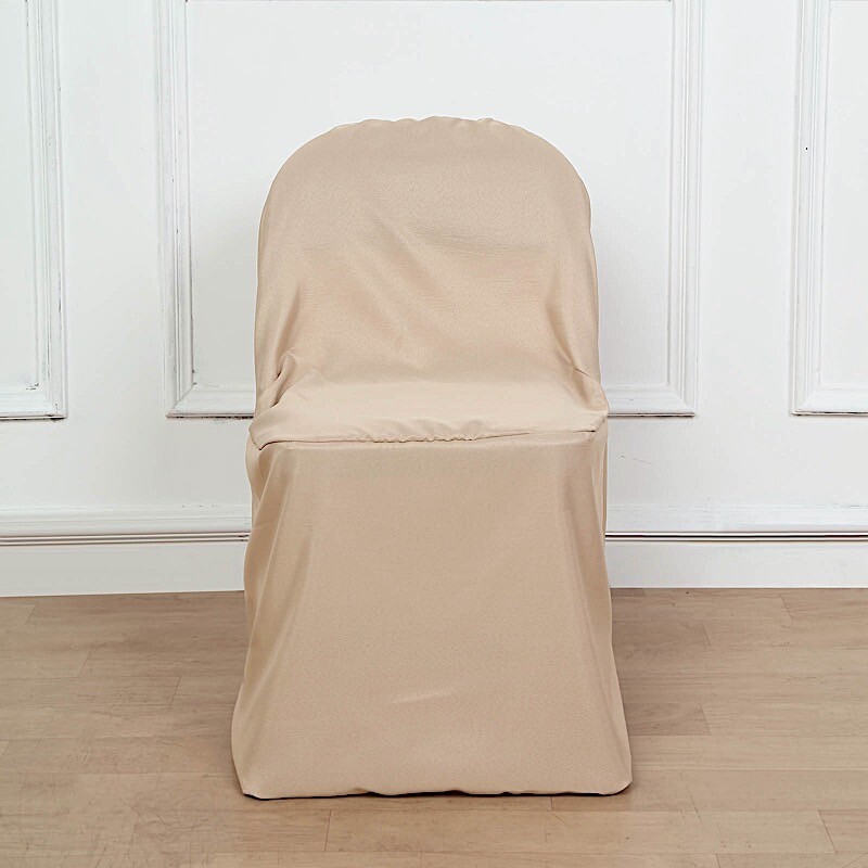 50 Nude Polyester FOLDING Flat CHAIR COVERS Wedding Party Banquet Decorations
