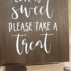 Rustic Wood Table Decor Brown White Modern Wedding Sign