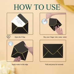 (50 Pack 5×7 Inch) Black Envelopes for Invitations with Gold inches