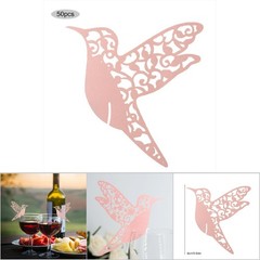 ›50pcs Little Bird Shape Wedding Hollow Name Place Cards For Wine Glass Table