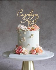 Brown Wedding Cake Toppers Personalized Name Mirror Bride Groom Mr Mrs Initials