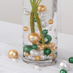 200 Assorted GREEN GOLD Faux PEARL BEADS Vase Fillers DIY Crafts Party Event