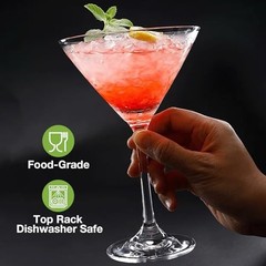 Unbreakable Martini Glasses Set of 6, 10 oz Plastic Martini Cocktail Glasses