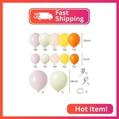 160Pcs Pink Yellow Orange Balloon Garland Arch Kit, Pastel Pink and Yellow Latex