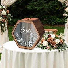 Hexagon Brown Wedding Card Box Wooden Rustic Reception Gift Card Box