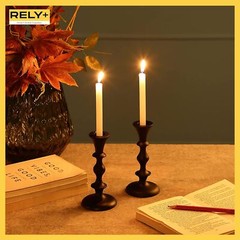 Black Candle Holders Set of 2 – Decorative Taper Candles for Matte