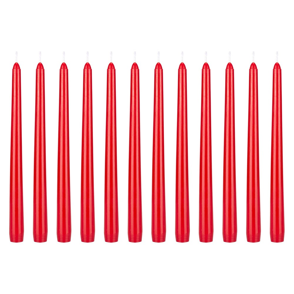 Mega Candles 12 pcs Unscented Red Taper 10 Inch x 7/8 Taper,
