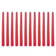 Mega Candles 12 pcs Unscented Red Taper 10 Inch x 7/8 Taper,