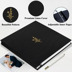 Self Adhesive Photo Album, Black Scrapbook Album with DIY 40 Blank Pages, Wed…