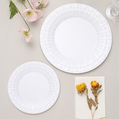 10 pcs Plastic WHITE with Basketweave 10″ PLATES Disposable Party Wedding SALE