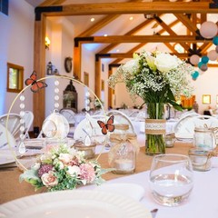 12 Pack 12» Metal Floral Hoop Centerpieces Set W/ Wooden Stand Hanging Candle