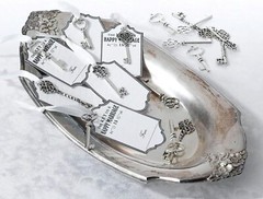 Unique Wedding Guest Book Alternative – 24 Silver Key Tags & Ribbons