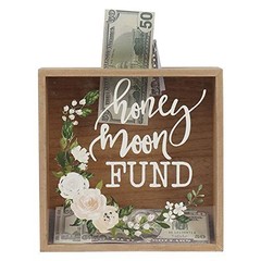 Honey Moon Fund Box, Rustic Wood Wedding Card Box with Honey Moon Fund (Floral)