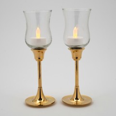 Candle Holder Brass Contemporary Wedding Reception Taper Candles 5″ High Set/2