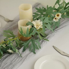 6 feet Cream Silk Daisy Flowers Garland with Leaves Hanging 6 feet,