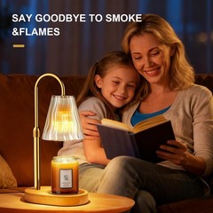 Candle Warmer Lamp with Timer Dimmer, Birthday Standard/ Portable, Amber-gold