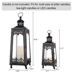 NEEDOMO Lanterns Decorative Outdoor & Indoor, Set of 2 2Pack, Bronze-25″+18″»