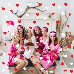 Red and White Heart Confetti, Valentine’s Day Paper Confetti Romantic Love