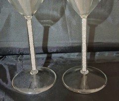 Mr & Mrs 2 Champagne Glasses Crystal Filled Stems Flutes Wedding Bride Groom
