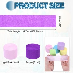 Crepe Paper Streamers 6 Rolls 492ft (Light Pink/Purple)