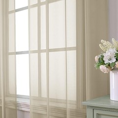 Sheer Curtains 63 Inches Long 2 Panels Set, Semi 40″W x 63″L (Pack of 2) Taupe