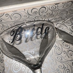 Vintage Bride And Groom Glass Wear