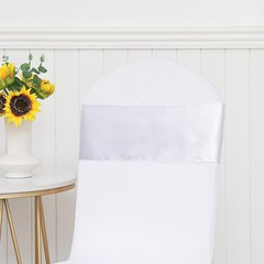 ZSJFMF Pack of 50 Satin White Chair Sashes Bows 7 X 108 Inch Universal