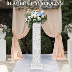 8Pcs Elegant White Flower Columns with LED Lights for Weddings & Events