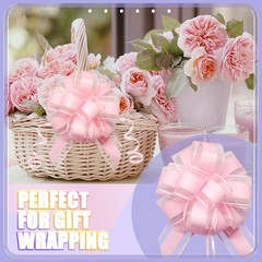 FQTANJU 5 PCS 6 Inch Pink Organza Pull Bows, Classic Style for 6 inches,