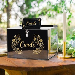 Black Acrylic Wedding Card Box Card Boxes with Lock and Card Sign, Gift Card …