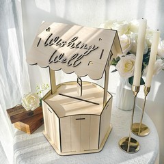 OurWarm Wishing Well Wedding Card Box for Reception, Wood Gift